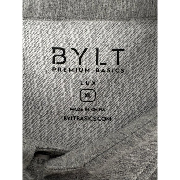 BYLT Premium Basics LUX Drop Cut Long Sleeve Polo Shirt Mens XL Heather Grey - Picture 4 of 11